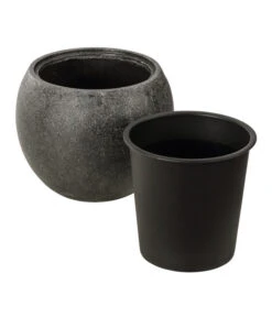 Dehner Polystone-Topf Kapstadt, Rund, Grau -Weber Store 3207990 3208022 WE DE 002 DehnerPolystoneTopfbauchiggrau