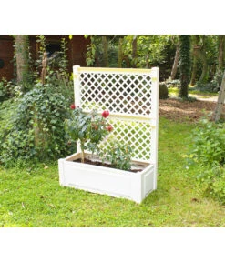 KHW Kunststoff-Pflanzkasten Mit Spalier, 100 X 43 X 140 Cm 12 KHW Kunststoff-Pflanzkasten Mit Spalier, 100 X 43 X 140 Cm -Weber Store 366500 WE MO 004 KastenSpalier100weiss