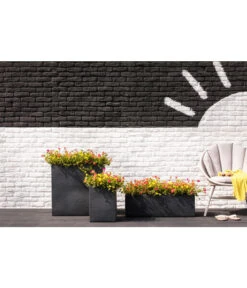 Dehner Kunststoff-Raumtrenner Palermo, Rechteckig, Anthrazit, Ca. B60/H60/T26 Cm -Weber Store 3728110 3728151 3940756 WE MO 007 KunststoffBlumenkuebelKubusanthrazitBlumentopf 1