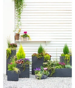 Dehner Kunststoff-Blumenkübel Palermo, Anthrazit -Weber Store 3728110 3940764 3693611 WE MO 001 KunststoffPflanzkastenKubus