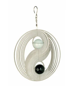 NATURE'S MELODY Windspiel Cosmo Yin Yang, 20,5 X 4,5 X 29 Cm, Silber/schwarz/weiß
