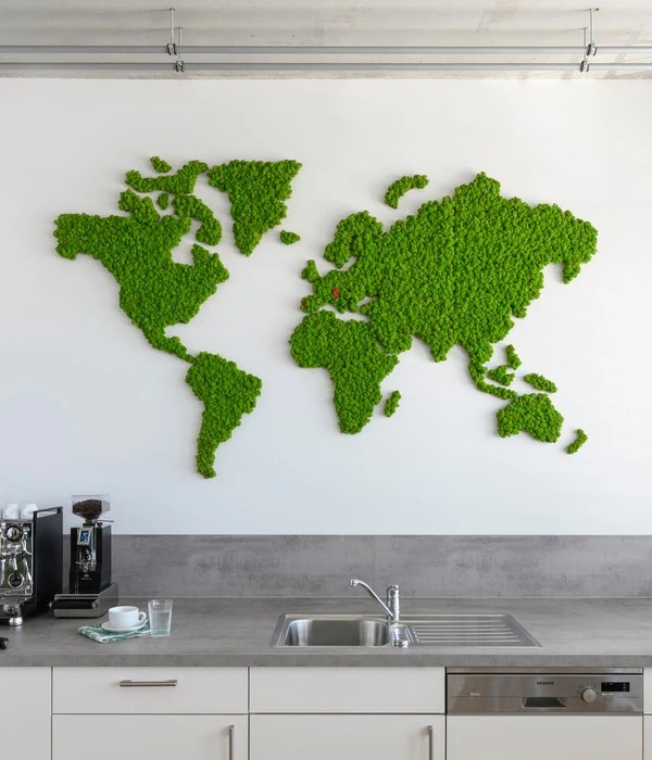 StyleGREEN Weltkarte Aus Islandmoos, 21-teilig, Ca. B230/H135 Cm 2 StyleGREEN Weltkarte Aus Islandmoos, 21-teilig, Ca. B230/H135 Cm – Bild 2