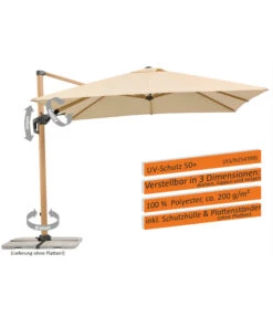 Schneider Ampelschirm Rhodos Twist Woody, Quadratisch, Ca. B300/T300 Cm -Weber Store 6953467 WE IG 001 SchneiderAmpelschirmRhodosTwistWoodynatur